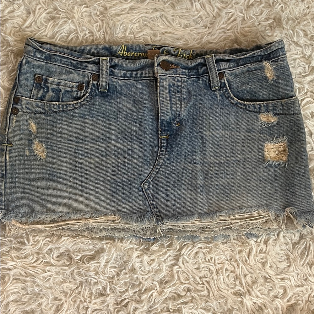 Abercrombie & Fitch vintage rare Distressed Light Blue Mini Skirt